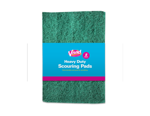 Heavy Duty Coloured Scouring Pads - 8 Pack - 5056170353557