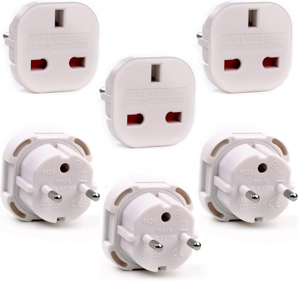EU Travel Adapter UK to European Plug Adapter, Europe Converter Type C, E, F for Spain, France, Italy, Portugal, Germany, Netherlands, Greece, Poland